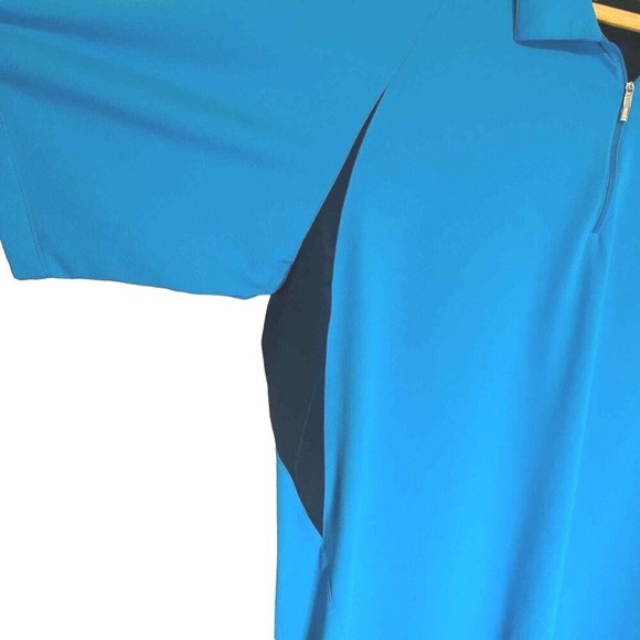Nike Golf Fit Dry Mens XL Blue Quarter Zip Short Sleeve Polo Shirt Performance - Picture 5 of 6